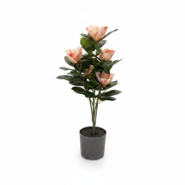 Plante Artificielle Magnolia à Fleurs Roses en Pot