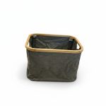 Panier de rangement en tissu gris et bambou 41x33x26 cm