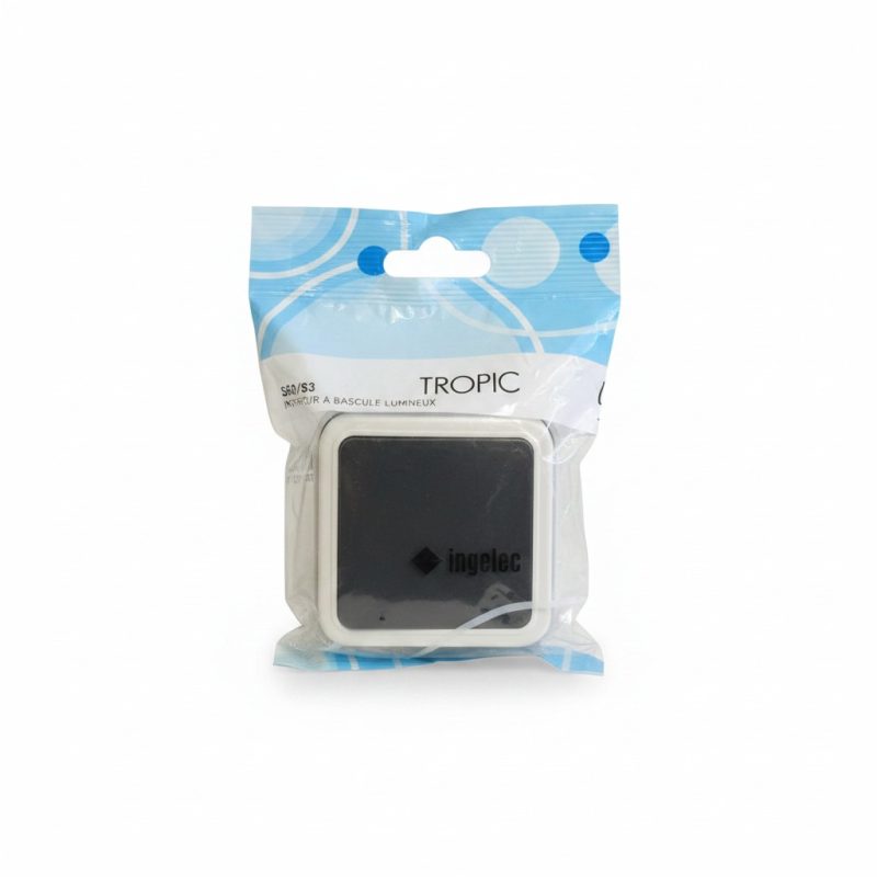 Poussoir à bascule lumineux gris foncé Tropic Ingelec