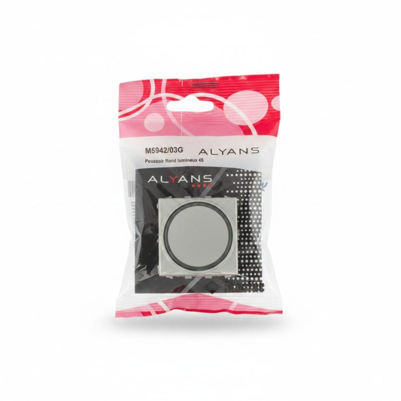 Bouton Poussoir Rond Lumineux 45 Gris Alyans M5942/03G