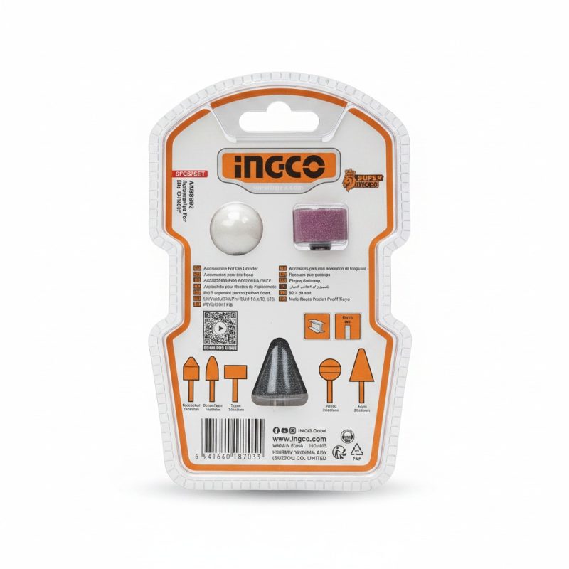 Jeu de 5 meules sur tige 6mm pour meuleuse droite INGCO