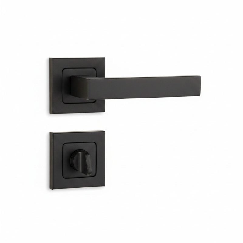 Poignée de porte Nobel Avanti WC Noir Mat sur Rosace Carrée