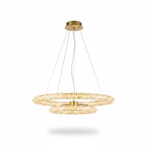 Suspension LED 2 anneaux cristal Or 32W 3000K HARMON