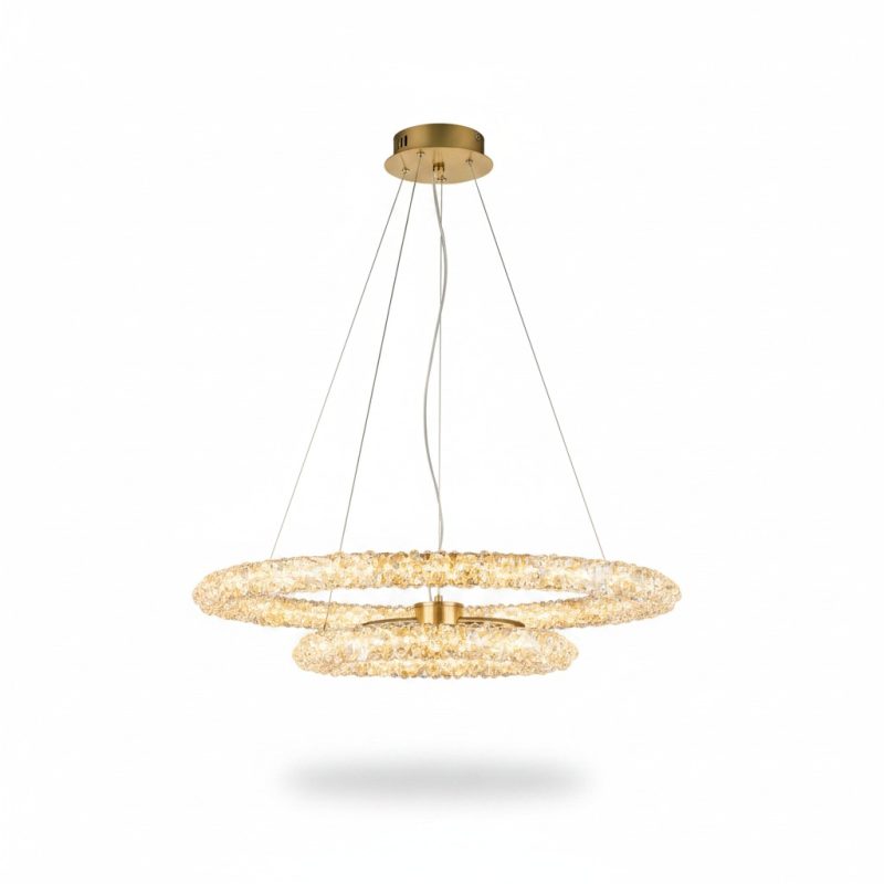 9571041 Suspension LED 2 anneaux cristal Or 32W 3000K HARMON