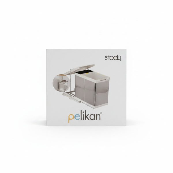 Poubelle de meuble coulissante 2x14L Pelikan Steely