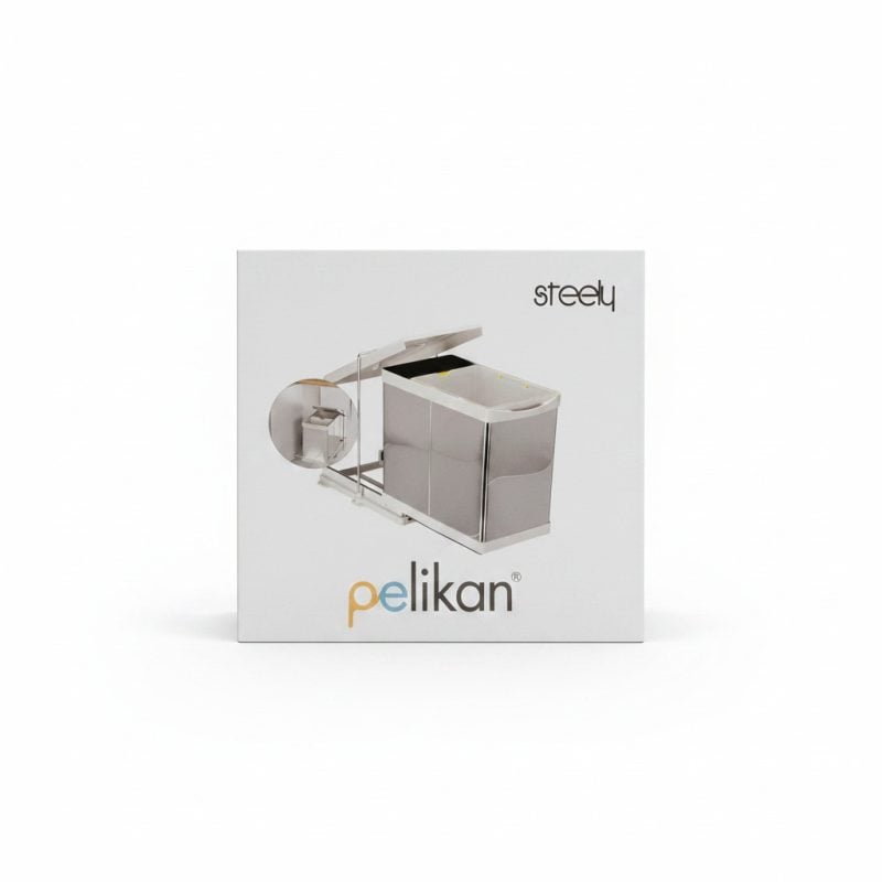 Poubelle de meuble coulissante 2x14L Pelikan Steely