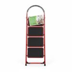 Escabeau 4 marches pliable en acier rouge et noir