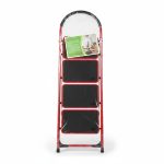 Escabeau 4 marches pliable en acier rouge et noir