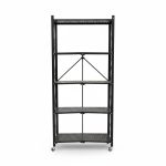 Étagère de Rangement Pliable 4 Niveaux en Métal sur Roulettes