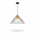 Suspension Bohème D40 cm Métal Noir et Bambou Naturel