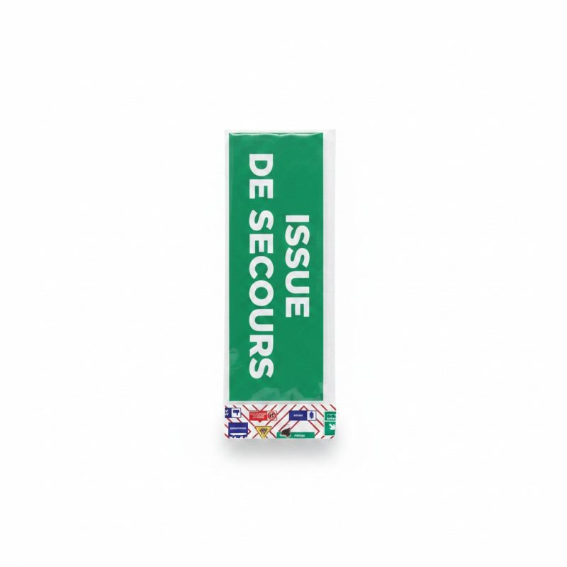 Sticker Signalétique Vertical Issue de Secours Vert et Blanc