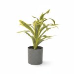 Plante artificielle Sansevieria en pot cylindrique gris granit