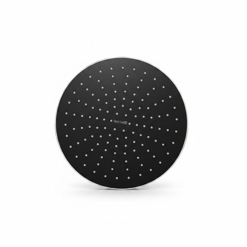 Pomme de douche ronde 22 cm noire et chromée Duscha DS4150