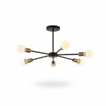 Suspension Star 6 Lampes Métal Noir et Or E27