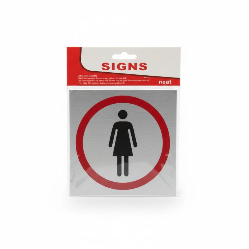 Autocollant Signalétique Femme 14x14 cm aspect métal brossé