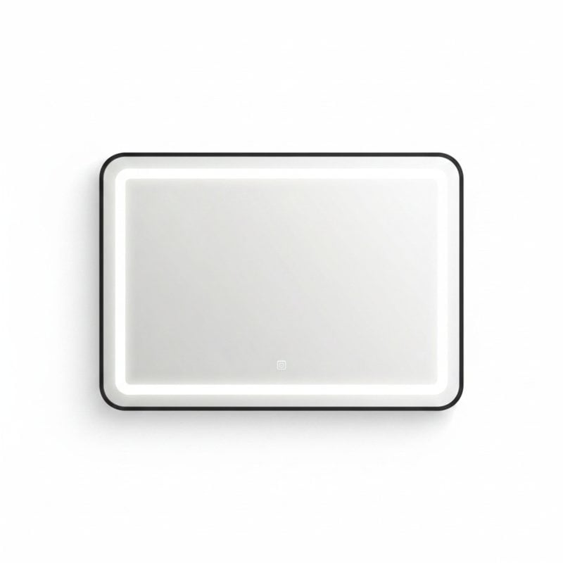 Miroir LED Rectangulaire 60x80 cm Noir pour Salle de Bain
