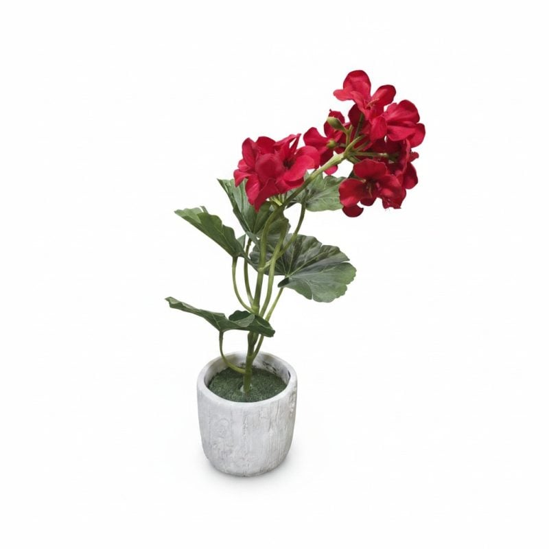 Plante artificielle Géranium rouge en pot texturé