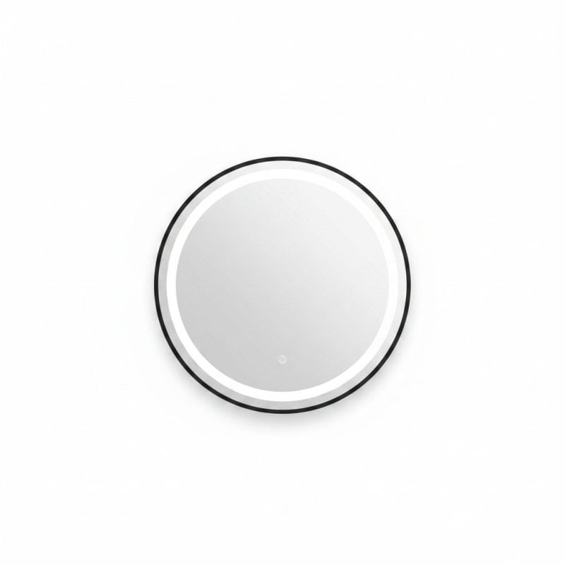 Miroir LED Rond 60 cm Noir pour Salle de Bain