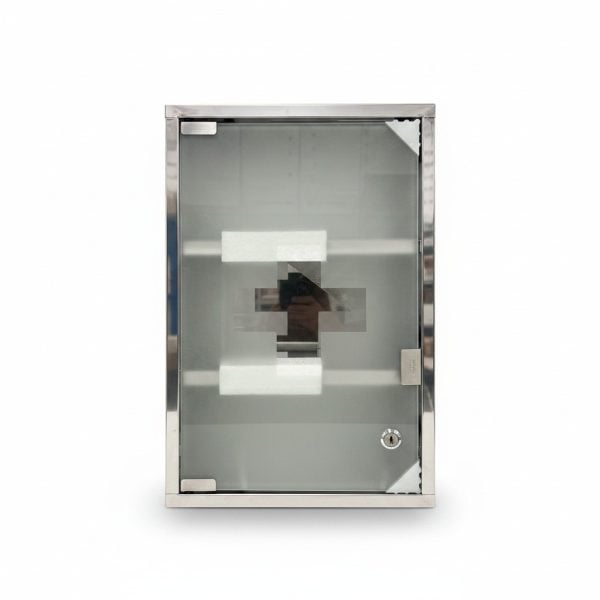 Armoire de salle de bain en verre dépoli avec serrure à clé