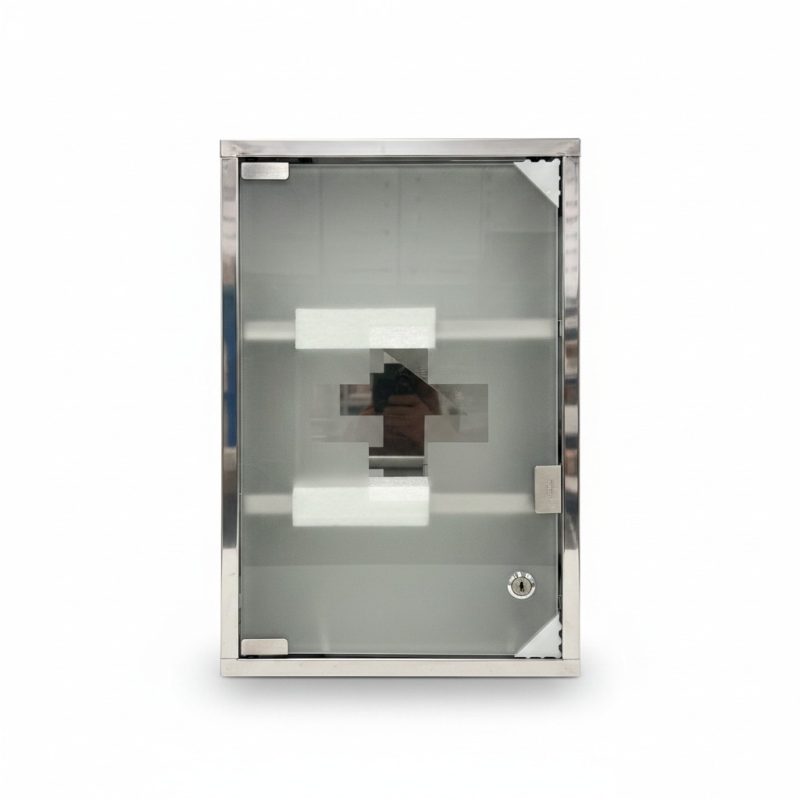 Armoire de salle de bain en verre dépoli avec serrure à clé