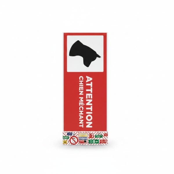 Plaque de signalisation Attention Chien Méchant Rouge et Blanc