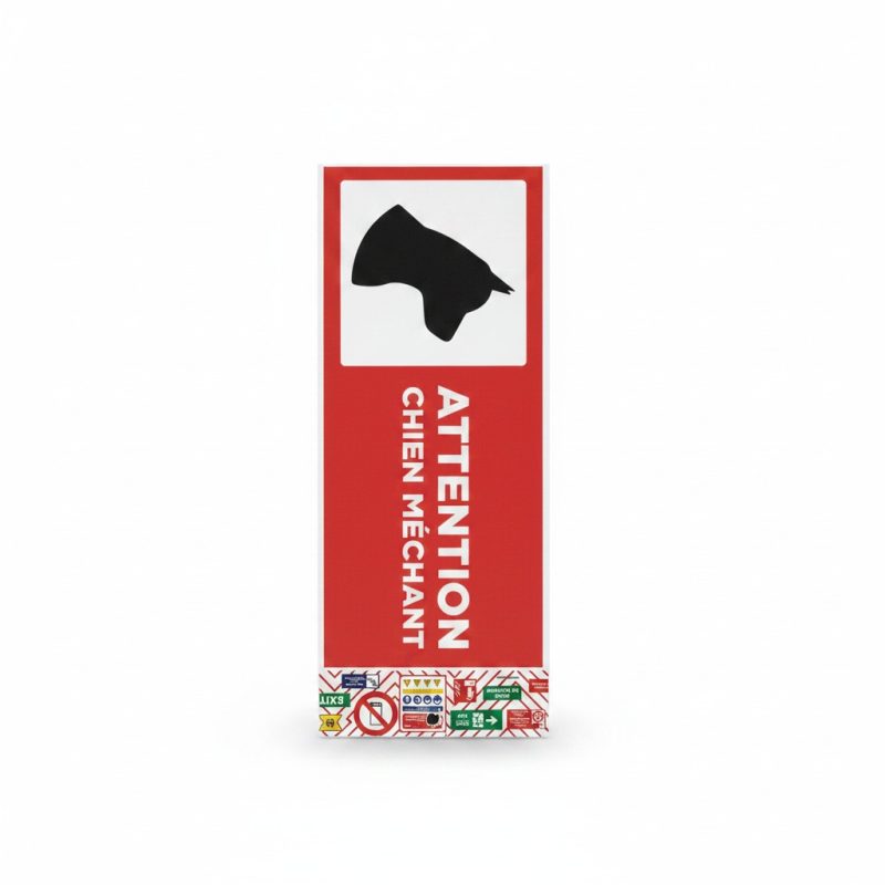 Plaque de signalisation Attention Chien Méchant Rouge et Blanc