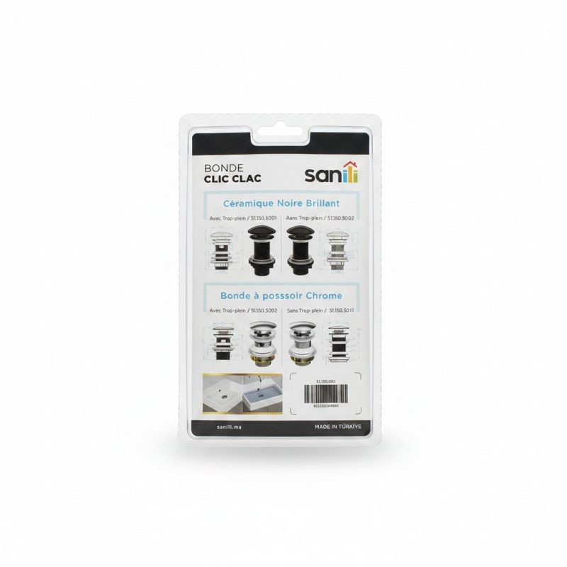 Bonde ClicClac Sans TropPlein Noir Brillant Sanili