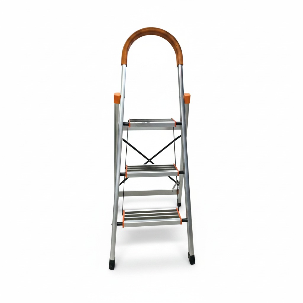 Échelle Escabeau 3 Marches en Aluminium avec Poignée de Sécurité