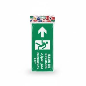 Plaque Signalétique Issue de Secours Adhésive (FR/AR/EN)