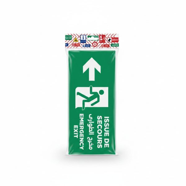 Plaque Signalétique Issue de Secours Adhésive (FR/AR/EN)