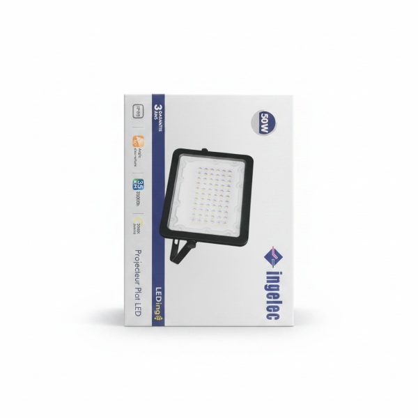 Projecteur LED plat Ingelec 50W IP65 lumière jaune