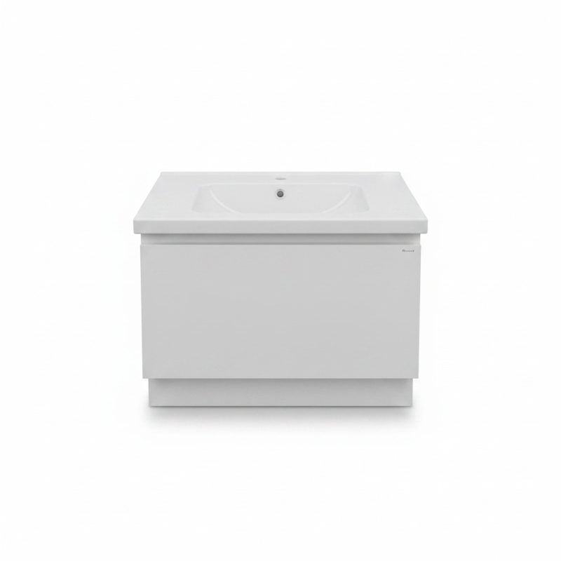 Meuble Salle de Bain PVC 80cm Blanc avec Vasque Royo