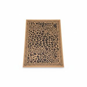 Tapis de bain rectangulaire motif léopard et frise grecque