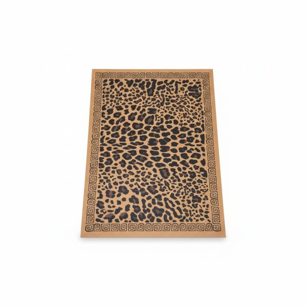 Tapis de bain rectangulaire motif léopard et frise grecque