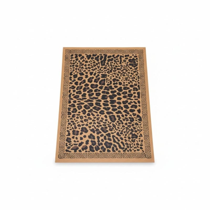 Tapis de bain rectangulaire motif léopard et frise grecque