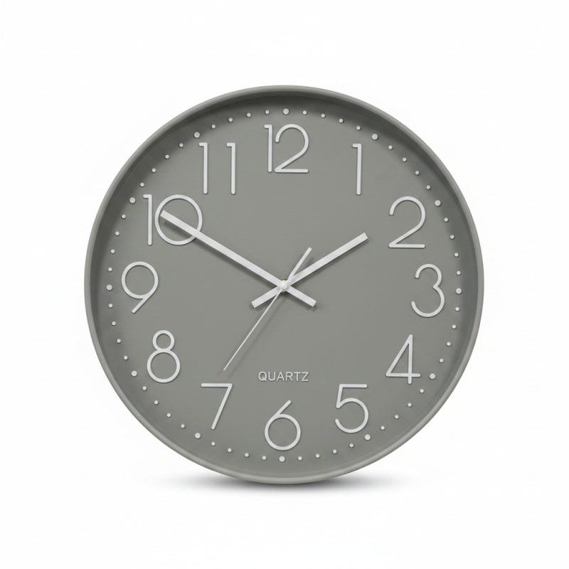 9710601 Horloge Murale Ronde Grise D50 cm Design Moderne