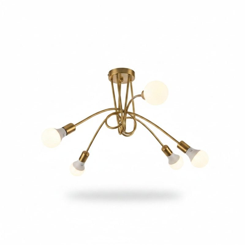 9448531 Suspension 5 lampes E27 Buddy en métal doré