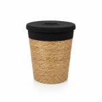 Panier Rond en Paille et Corde Noire 42x54 cm