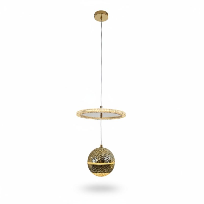 Suspension LED design cristal et sphère dorée GSD639/1