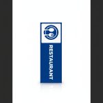 Plaque de signalisation RESTAURANT bleu et blanc