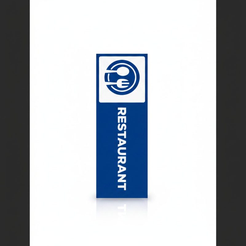Plaque de signalisation RESTAURANT bleu et blanc