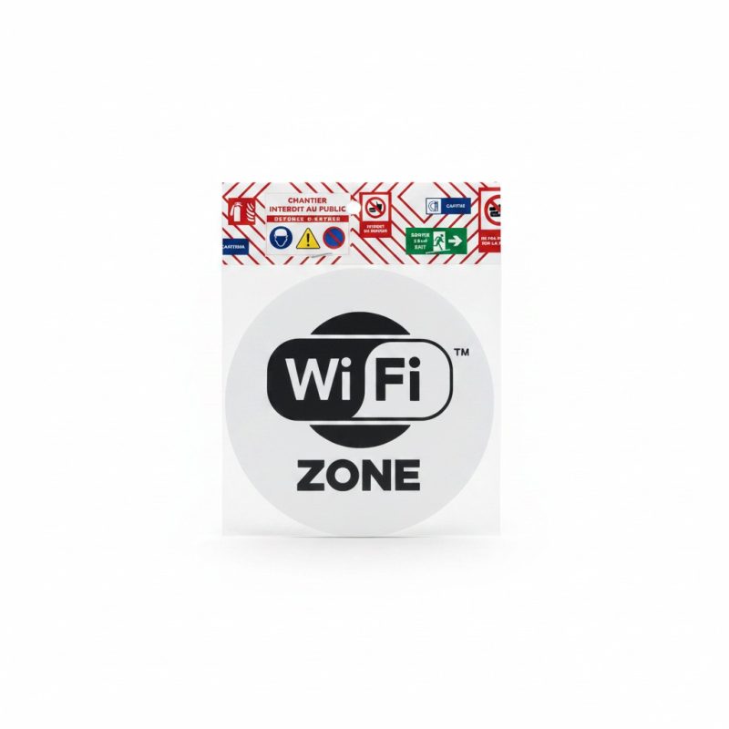 Autocollant Signalétique Rond WiFi Zone