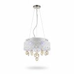 Suspension Lustre Medicis en Métal Blanc et Cristal avec LED