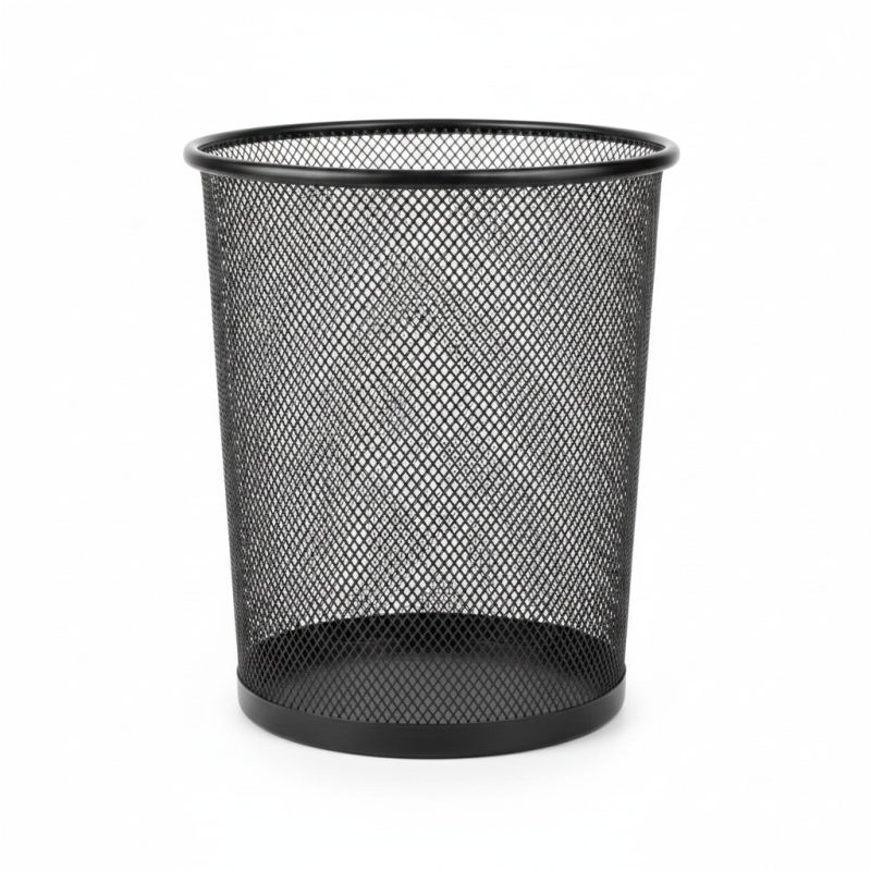 Poubelle Corbeille en Métal Noir pour Salle de Bain