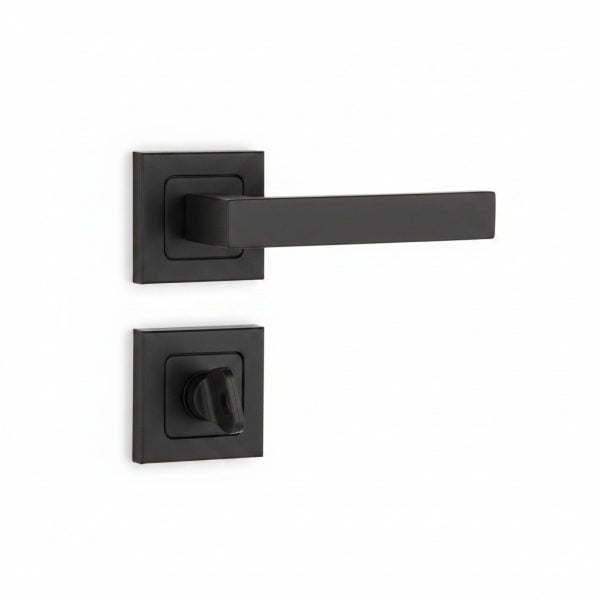 Poignée de porte Nobel Avanti WC Noir Mat sur Rosace Carrée