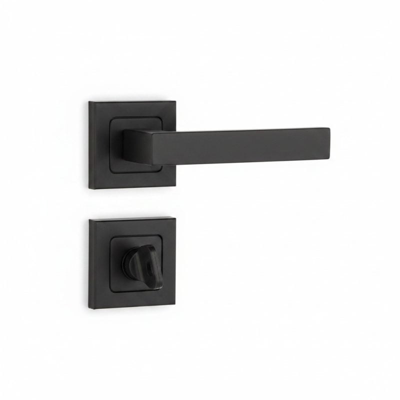 Poignée de porte Nobel Avanti WC Noir Mat sur Rosace Carrée