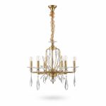 Suspension Lustre Cristal Doré 6 Branches Ø 60 cm