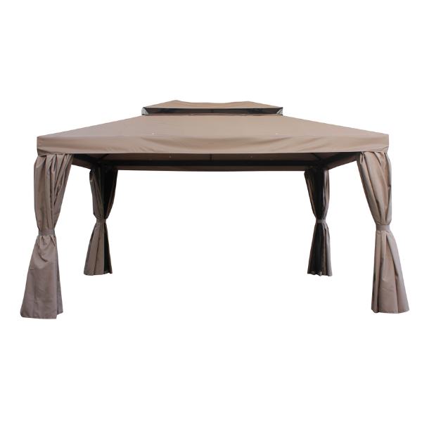 Tonnelle de jardin Rome 3 x 4 m en aluminium taupe tissu imperméable