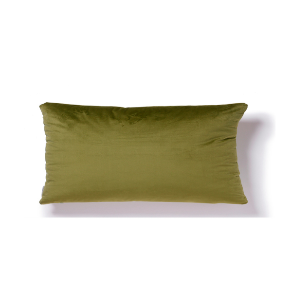 Coussin rempli de fibre vert olive 30x50cm
