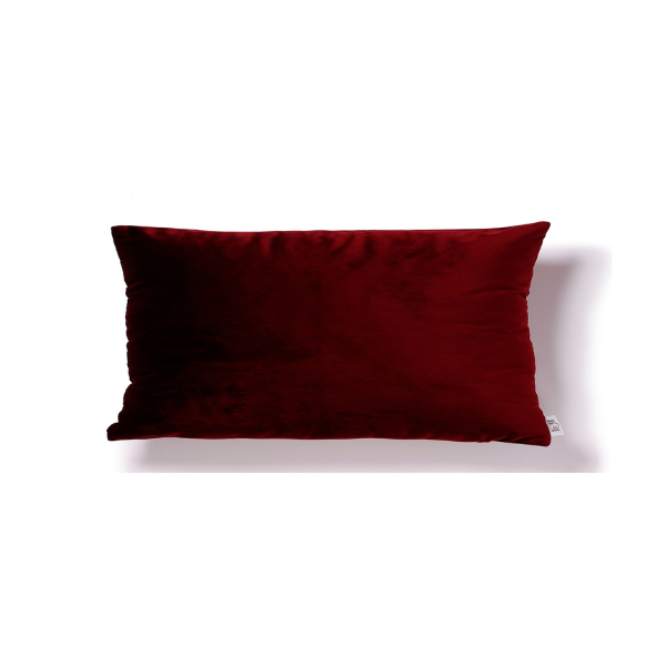 Coussin rempli de fibre rouge rubis foncé 30x50 cm